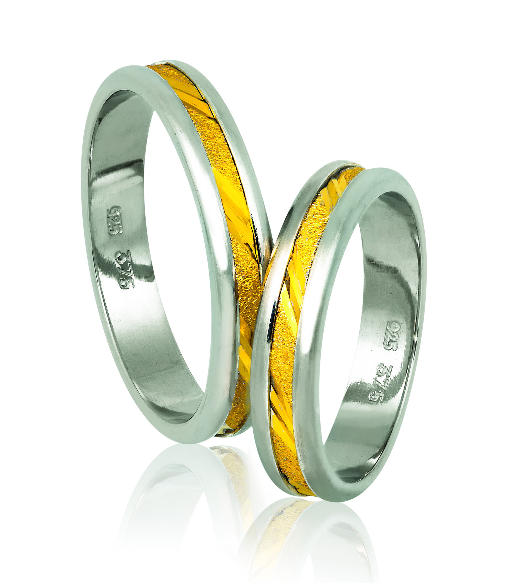 White gold & gold wedding rings 4.3mm (code A342)